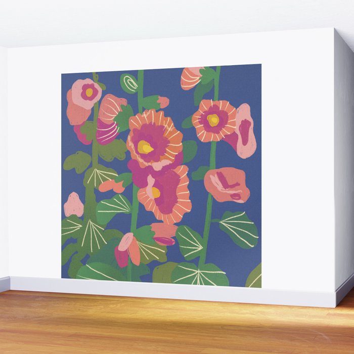 Hollyhocks Wall Mural Gallery Image 2