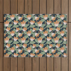 Floral Vines . Navy Outdoor Rug Gallery Image 1