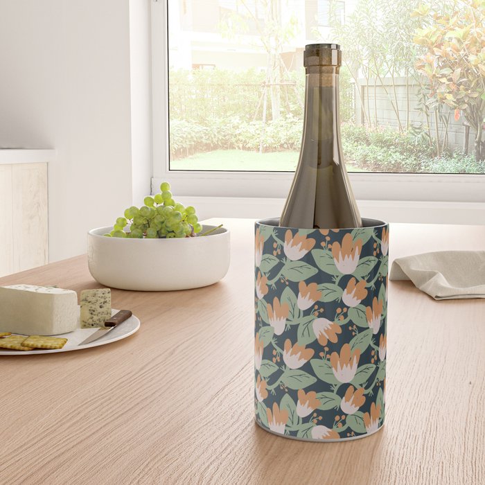 Floral Vines . Navy Wine Chiller Gallery Image 4