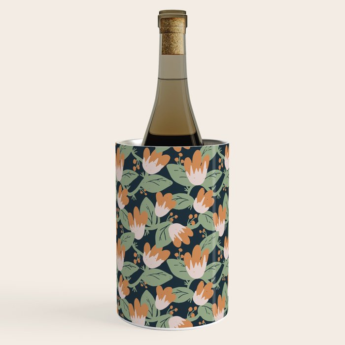 Floral Vines . Navy Wine Chiller Gallery Image 1