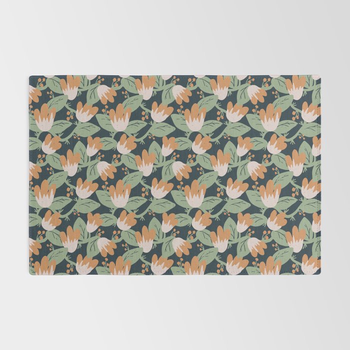 Floral Vines . Navy Rug Gallery Image 2