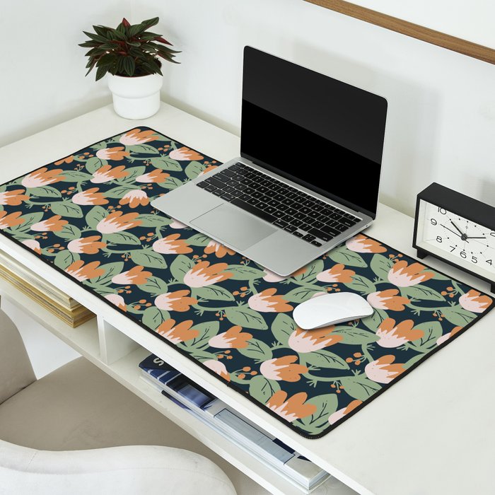 Floral Vines . Navy Desk Mat Gallery Image 2