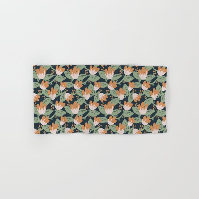 Floral Vines . Navy Bath Towel Gallery Image 1