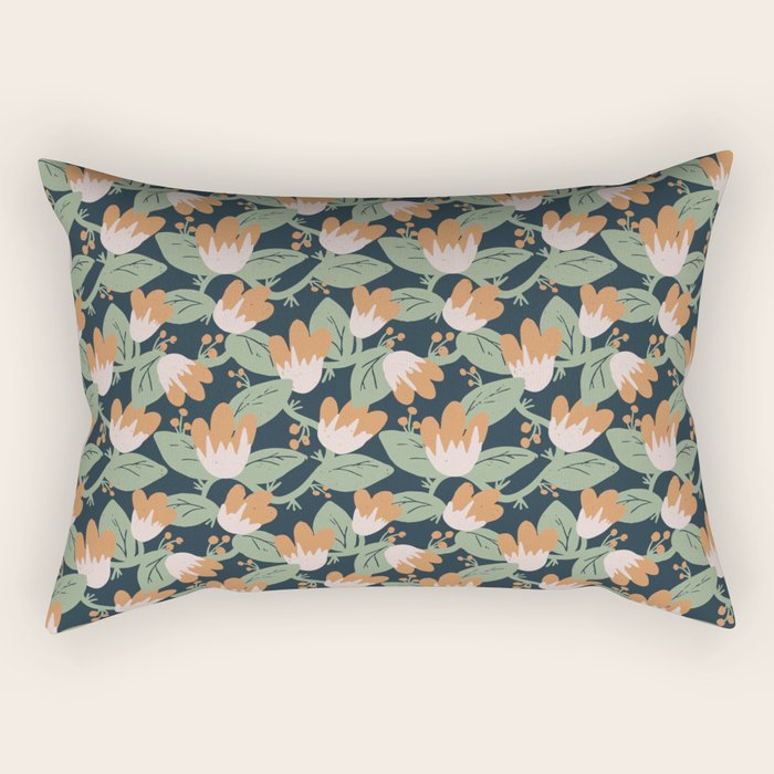 Floral Vines . Navy Rectangular Pillow Gallery Image 2