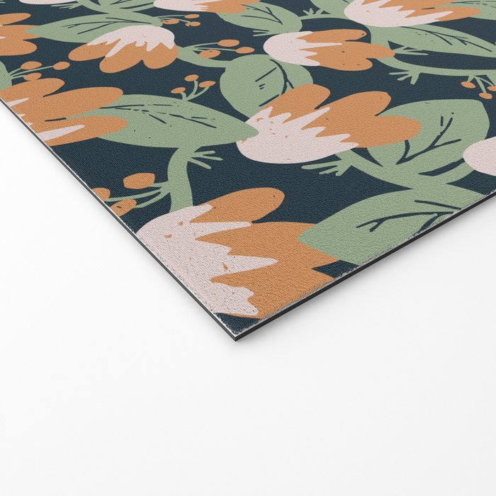 Floral Vines . Navy Welcome Mat Gallery Image 2