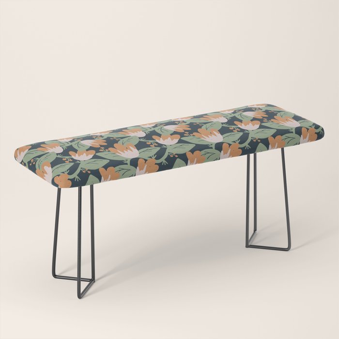 Floral Vines . Navy Bench Gallery Image 1