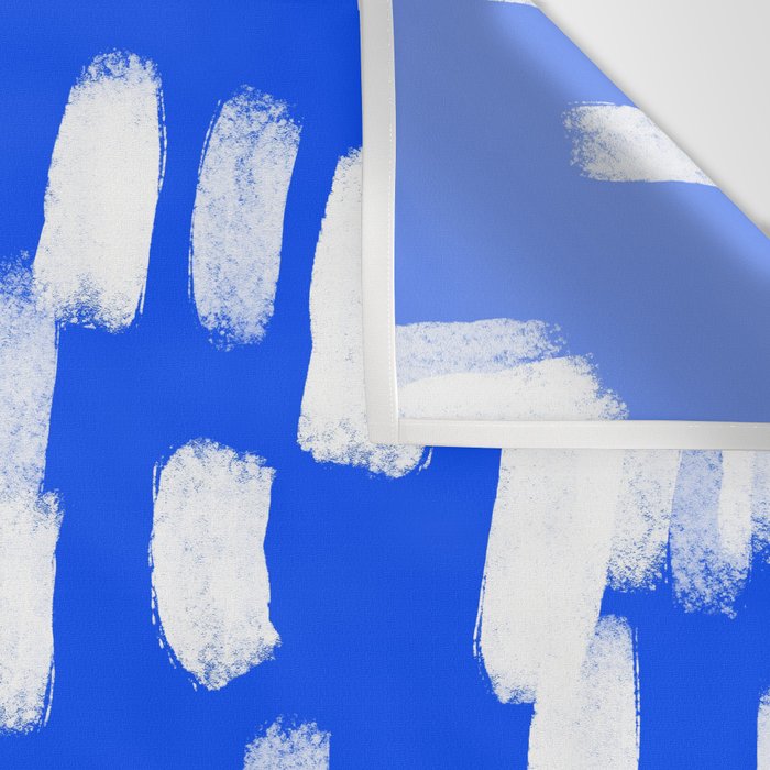 Cobalt Blue and White Brush Stroke Spots Wall Tapestry Gallery Image 3
