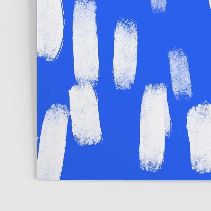 Cobalt Blue and White Brush Stroke Spots Poster Gallery Image 3