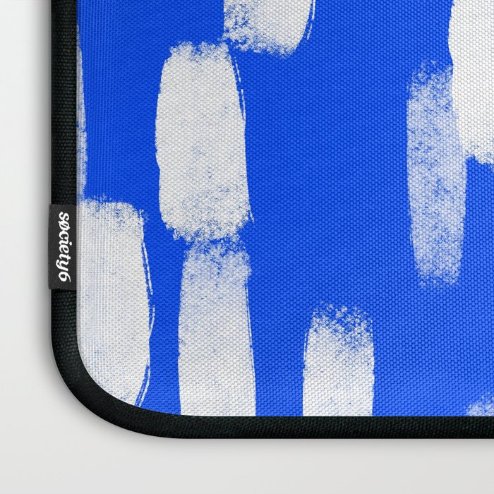Cobalt Blue and White Brush Stroke Spots Laptop Sleeve Gallery Image 3