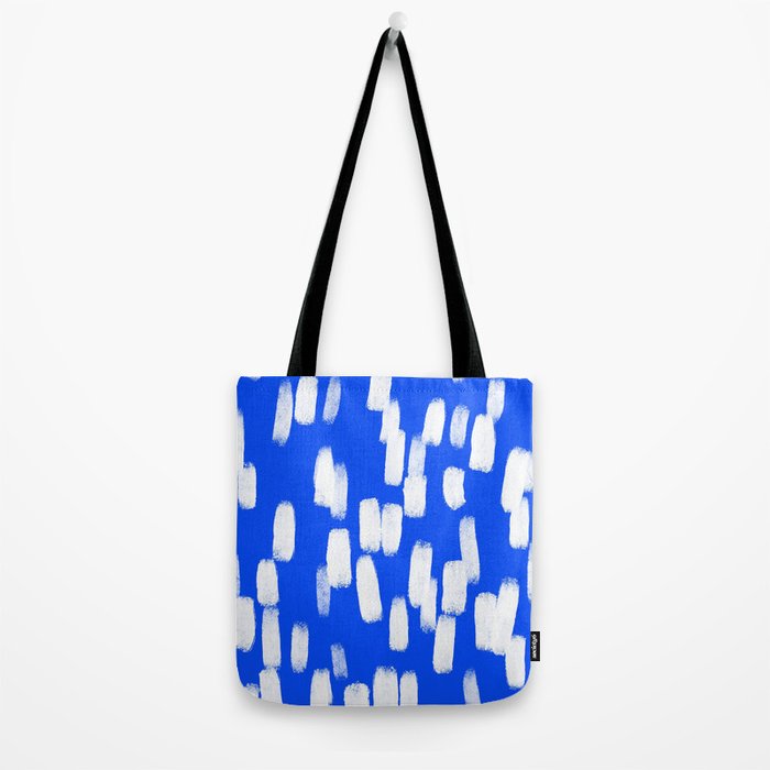 Cobalt Blue and White Brush Stroke Spots Tote Bag Gallery Image 2