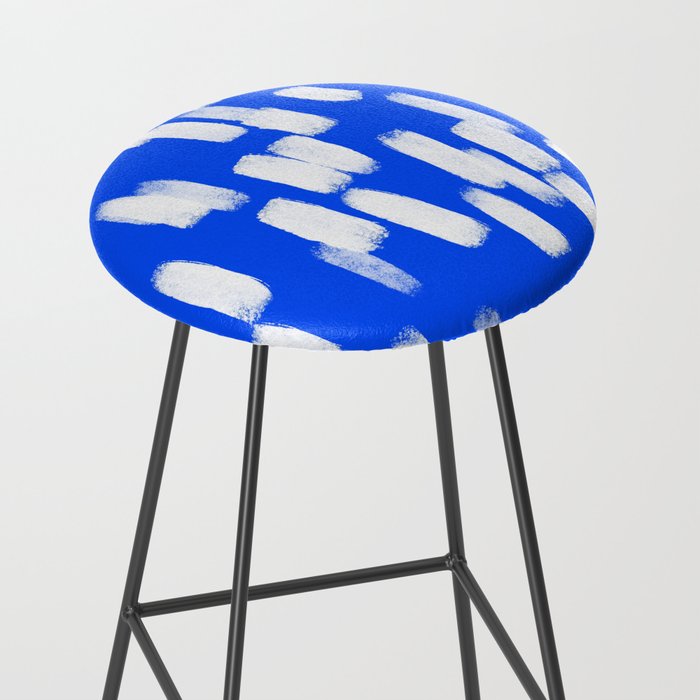 Cobalt Blue and White Brush Stroke Spots Stool Gallery Image 2