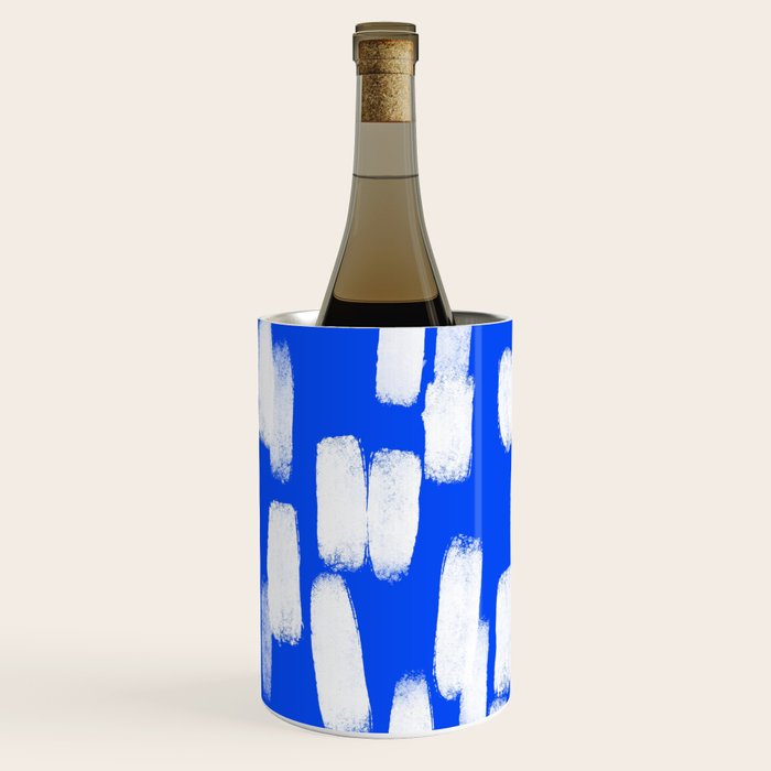 Cobalt Blue and White Brush Stroke Spots Wine Chiller Gallery Image 1