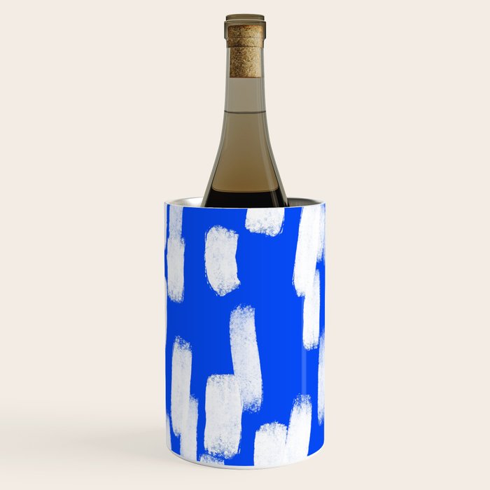 Cobalt Blue and White Brush Stroke Spots Wine Chiller Gallery Image 3