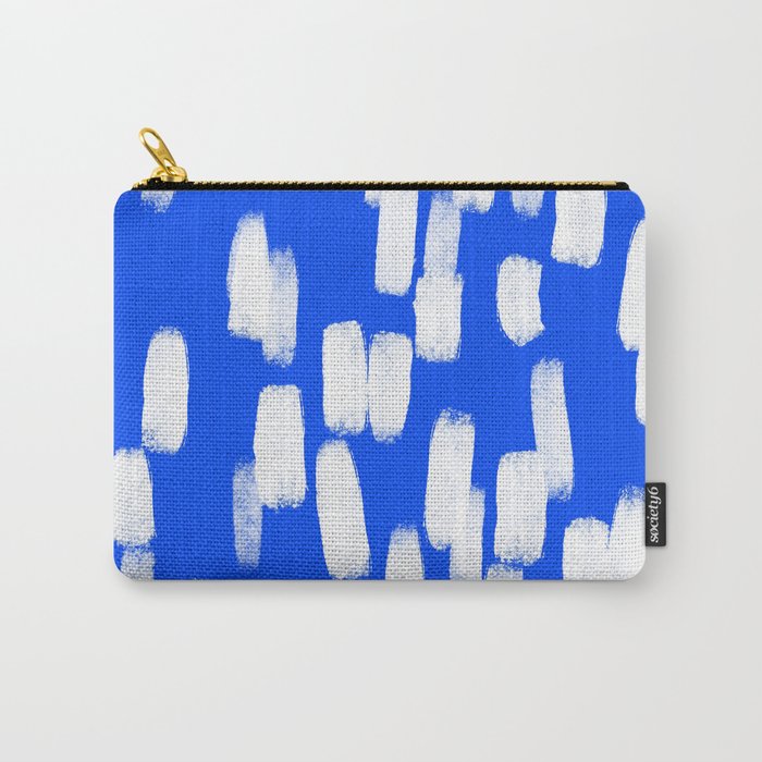 Cobalt Blue and White Brush Stroke Spots Carry All Pouch Gallery Image 1