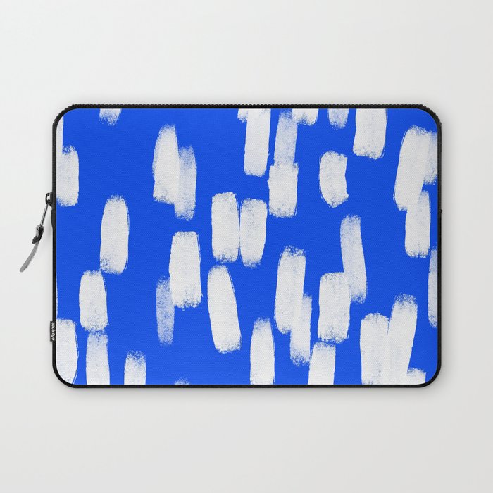 Cobalt Blue and White Brush Stroke Spots Laptop Sleeve Gallery Image 1