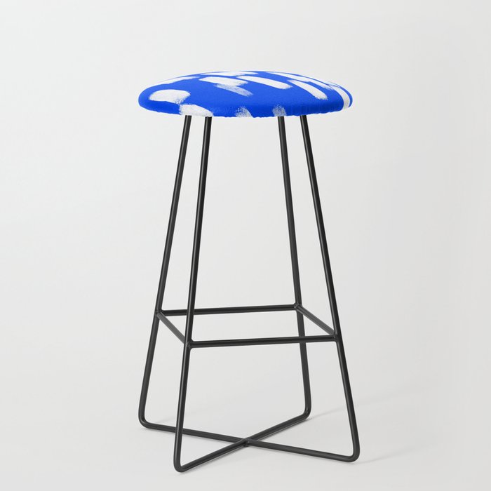 Cobalt Blue And White Brush Stroke Spots Stool