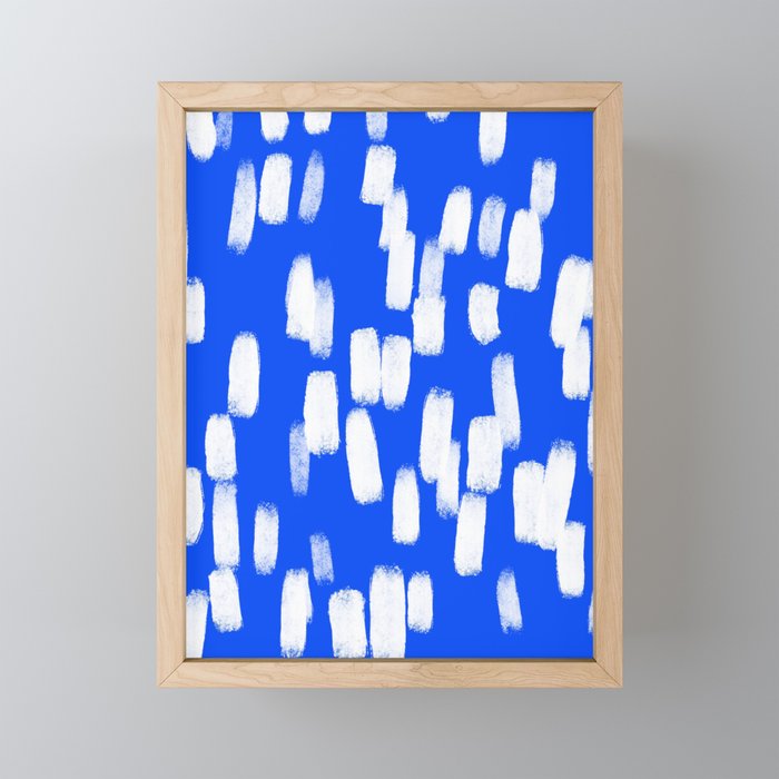 Cobalt Blue and White Brush Stroke Spots Mini Art Print Gallery Image 1