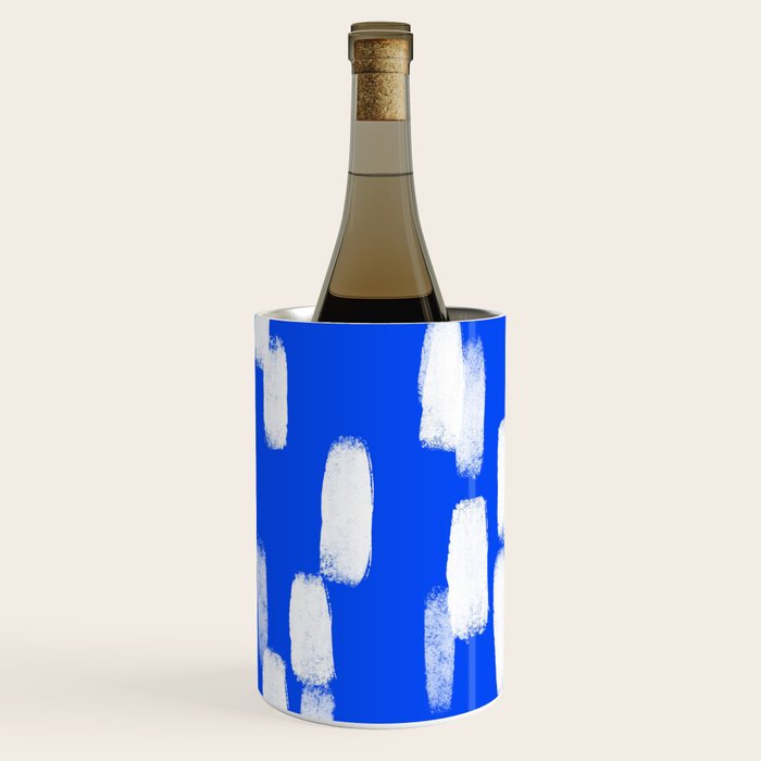 Cobalt Blue and White Brush Stroke Spots Wine Chiller Gallery Image 2