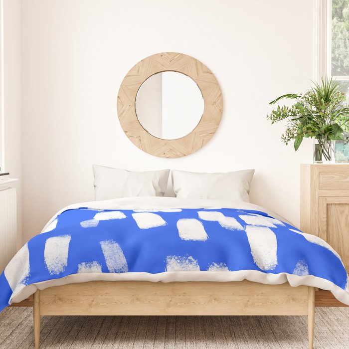 Cobalt Blue and White Brush Stroke Spots Duvet Cover Gallery Image 3