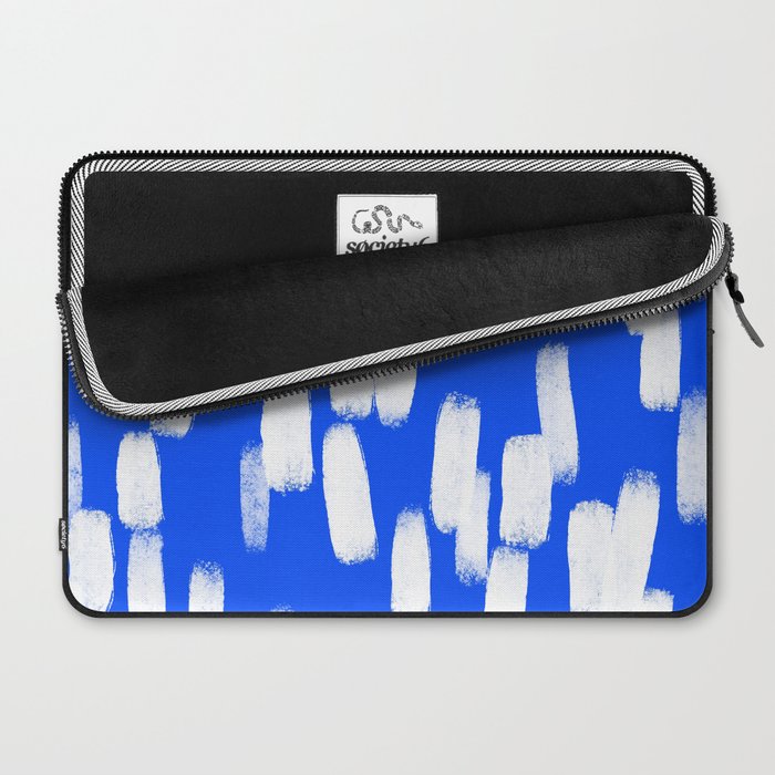 Cobalt Blue and White Brush Stroke Spots Laptop Sleeve Gallery Image 2