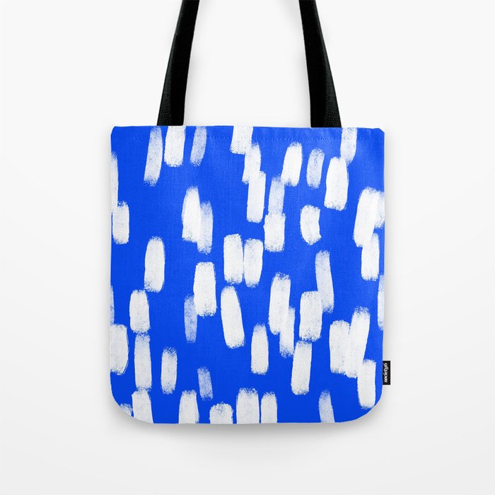 Cobalt Blue and White Brush Stroke Spots Tote Bag Gallery Image 1