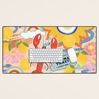 Eclectic Boho Summer Poster ,Good Vibes, Citrus, Sea Life Desk Mat Gallery Image 1