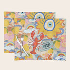 Eclectic Boho Summer Poster ,Good Vibes, Citrus, Sea Life Placemat Gallery Image 1
