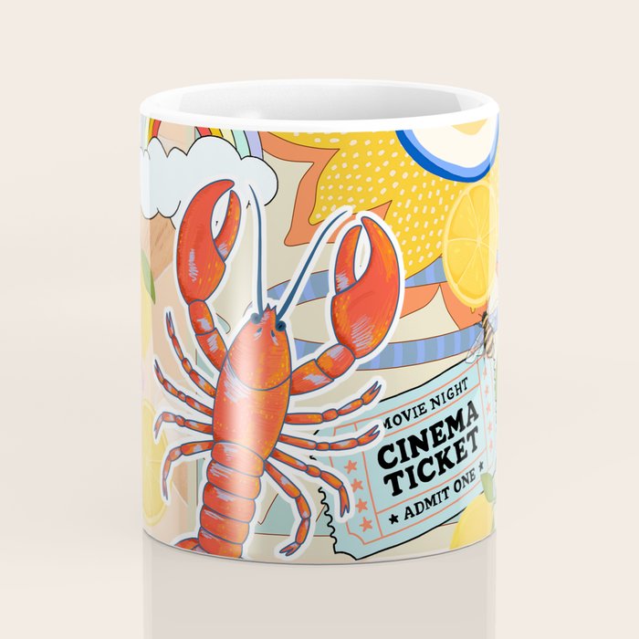 Eclectic Boho Summer Poster ,Good Vibes, Citrus, Sea Life Coffee Mug Gallery Image 4