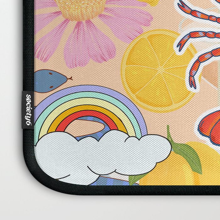 Eclectic Boho Summer Poster ,Good Vibes, Citrus, Sea Life Laptop Sleeve Gallery Image 3