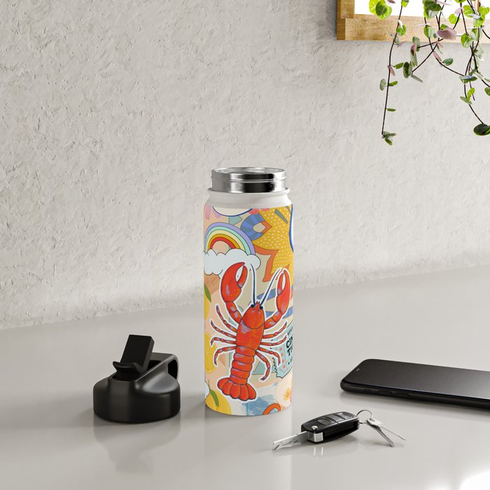 Eclectic Boho Summer Poster ,Good Vibes, Citrus, Sea Life Water Bottle Gallery Image 4