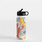 Eclectic Boho Summer Poster ,Good Vibes, Citrus, Sea Life Water Bottle Gallery Image 1