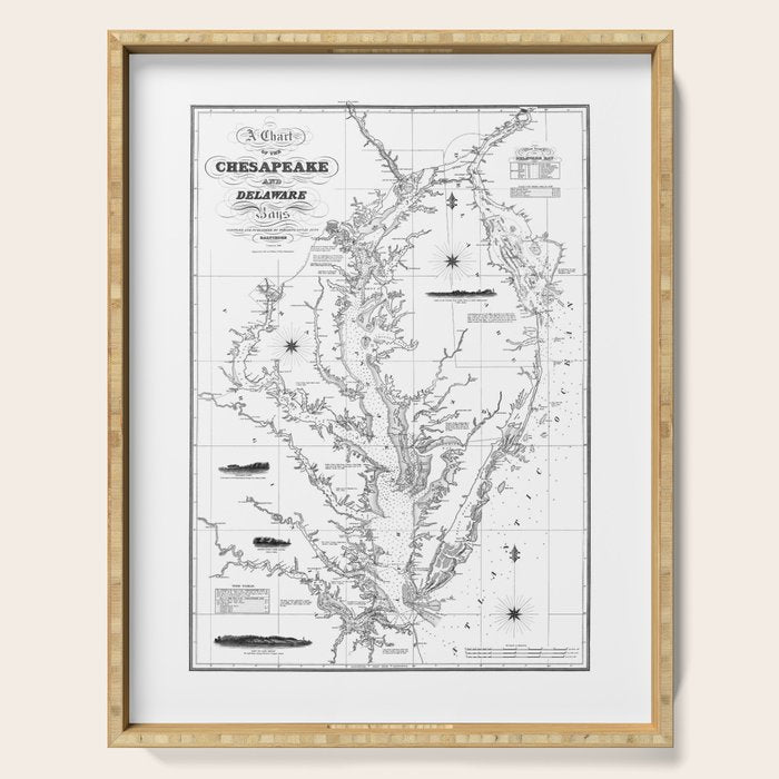 Chesapeake Bay & Delaware Bay Map Serving Tray Gallery Image 1