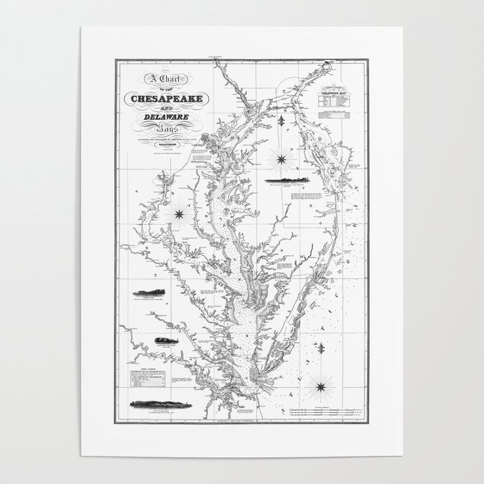 Chesapeake Bay & Delaware Bay Map Poster Gallery Image 4
