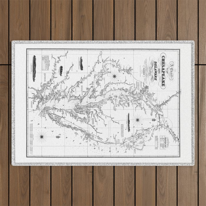 Chesapeake Bay & Delaware Bay Map Outdoor Rug Gallery Image 1