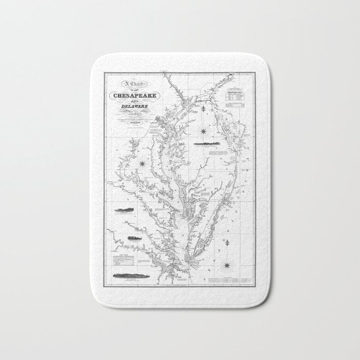 Chesapeake Bay & Delaware Bay Map Bath Mat Gallery Image 1