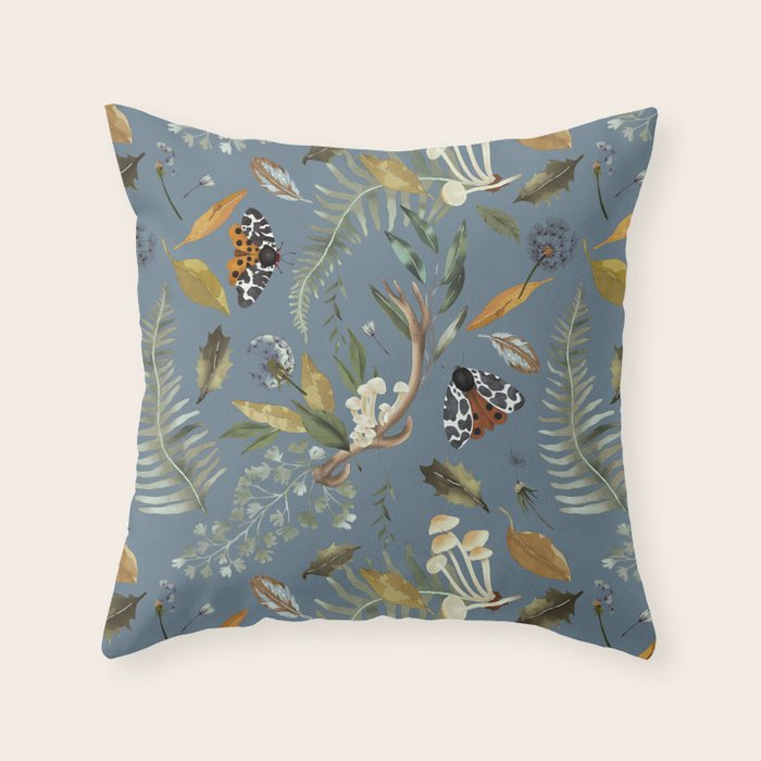 Moths Mystical Woodland B Throw Pillow Gallery Image 1