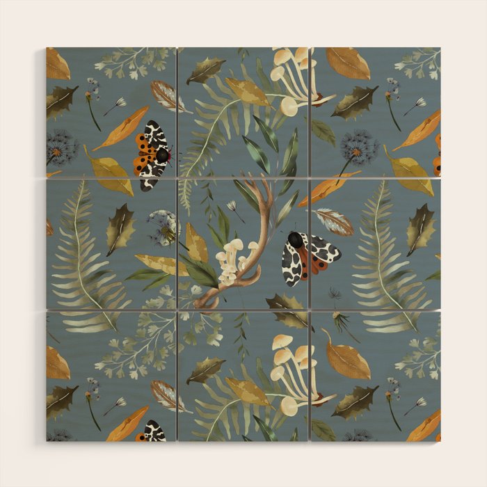 Moths Mystical Woodland B Wood Wall Art Gallery Image 1