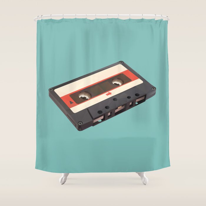 Cassette Tape Polygon Art Shower Curtain Gallery Image 1