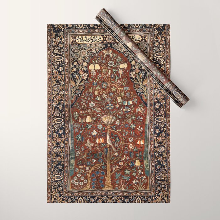 Exquisite Antique Persian Kashan  Wrapping Paper Gallery Image 1