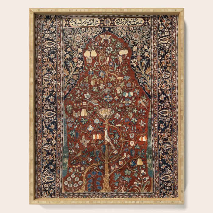 Exquisite Antique Persian Kashan  Serving Tray Gallery Image 1