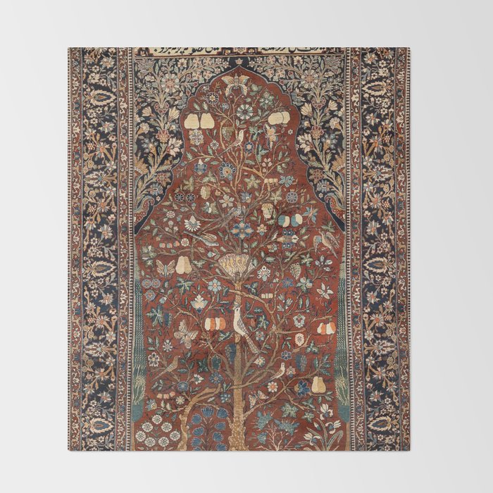 Exquisite Antique Persian Kashan  Throw Blanket Gallery Image 2