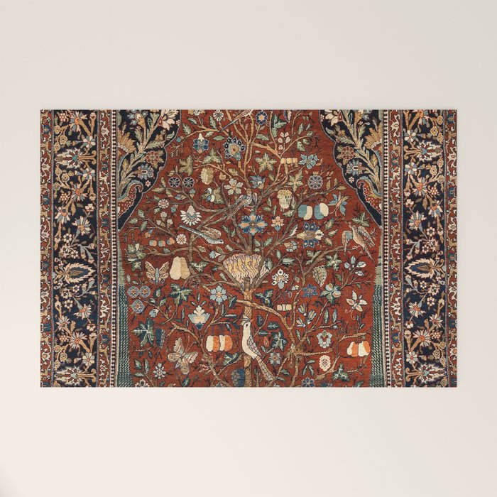 Exquisite Antique Persian Kashan  Welcome Mat Gallery Image 1