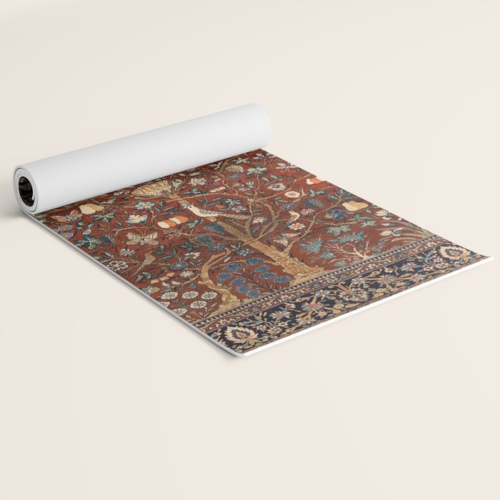 Exquisite Antique Persian Kashan  Yoga Mat Gallery Image 2
