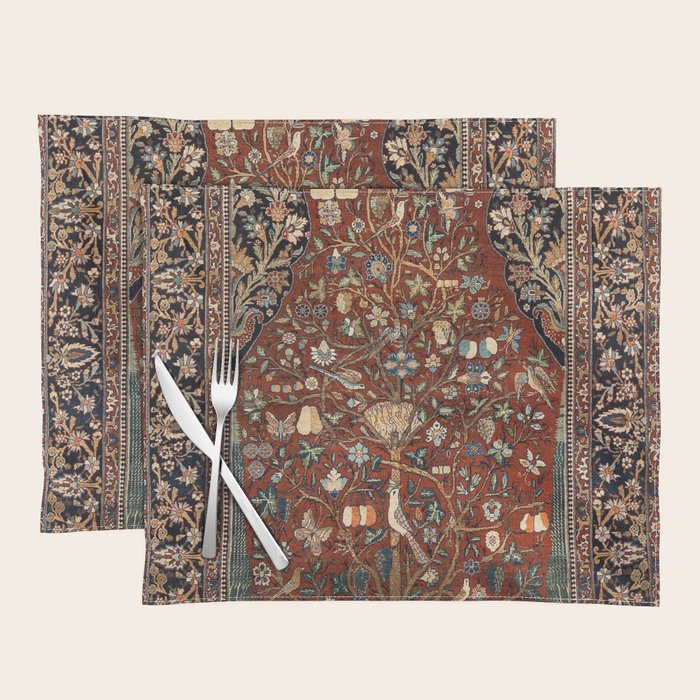 Exquisite Antique Persian Kashan  Placemat Gallery Image 1