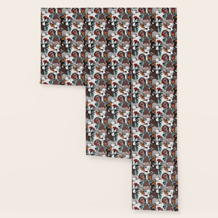 Geo spring animal party // green grey linen texture background brown aqua mint orange and neon red details Wallpaper Gallery Image 3