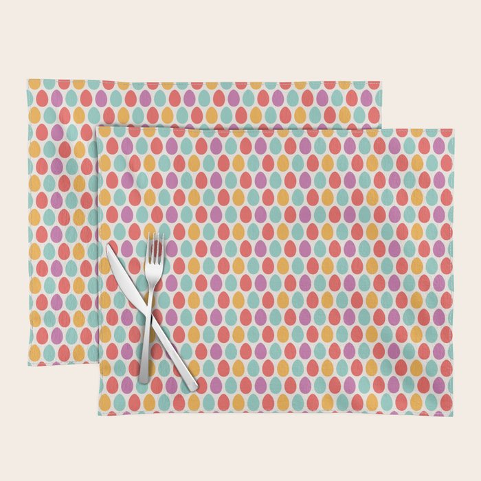 Modern colorful artistic teal pink orange easter eggs pattern Placemat Gallery Image 1