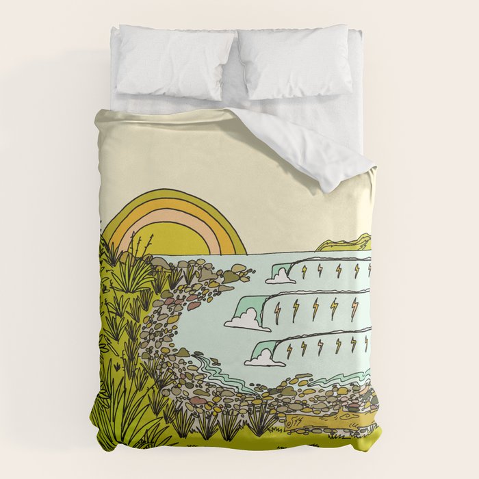 point breaks in paradise // retro surf art by surfy birdy Duvet Cover Gallery Image 1