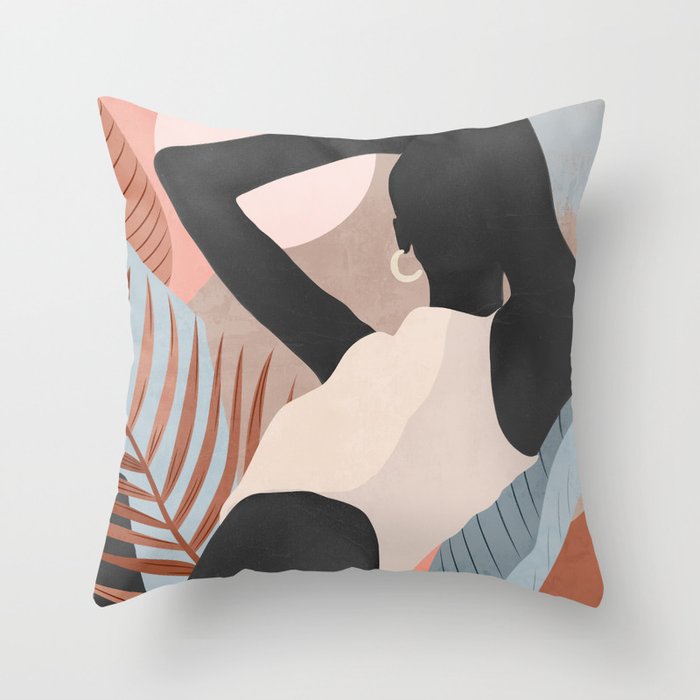 Tropical Girl 23 Throw Pillow Gallery Image 1