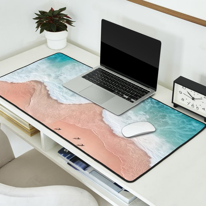 Peach Sand and Blue Sea - Coastal Aerial Photography Desk Mat Gallery Image 2