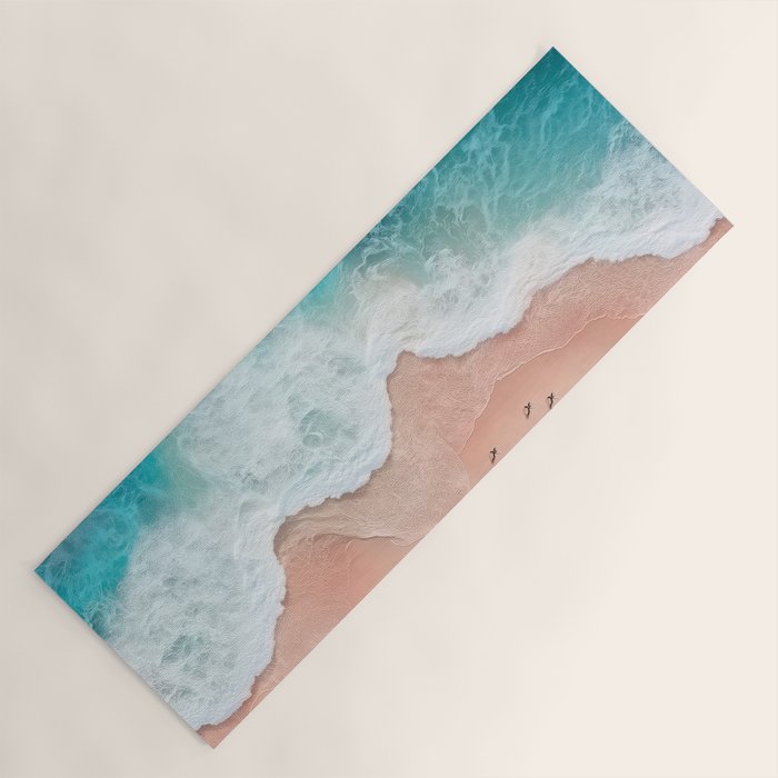 Peach Sand and Blue Sea - Coastal Aerial Photography Yoga Mat Gallery Image 1